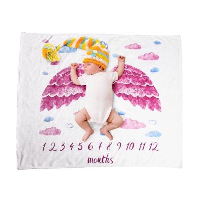 China Anti-pilling Personalized Monthly Milestone Unicorn Blanket from Angel Wings Printed Newborn Baby for sale