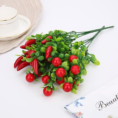 China Real Artificial Foamy Red Pepper Plant Cherry Tree Fruit Home Garden Decoration Foamy Plants for sale