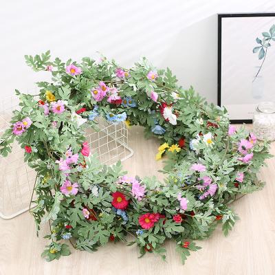 China Classic 6 Colors Home Ceiling Daisy Flower Rattan Wedding Decoration Artificial Flower Rattan Hotel Loft Winding for sale