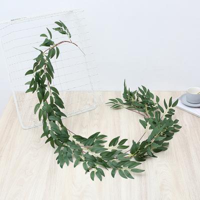 China Home Decoration Willow Leaf Rattan Artificial Flower Vine Hotel Restaurant Set Decoration Artificial Vine Silver Leaf for sale