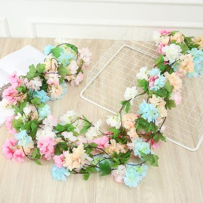 China Wholesale Decorative Vines Beautiful Cherry Vines Colorful Artificial Flower Vines for sale