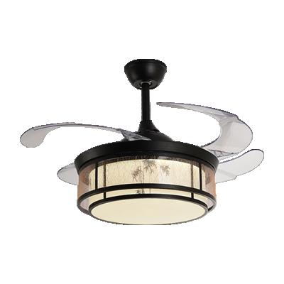 China Best Tricolor Invisible Ceiling Fans PC Blade With Light And Remote Control Vintage Ceiling Fan With Light for sale