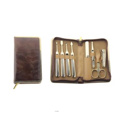 China PVC 8pcs Manicure Pedicure Set Kit Personal Grooming Nail Care Tools with Leather Case for Travel for sale