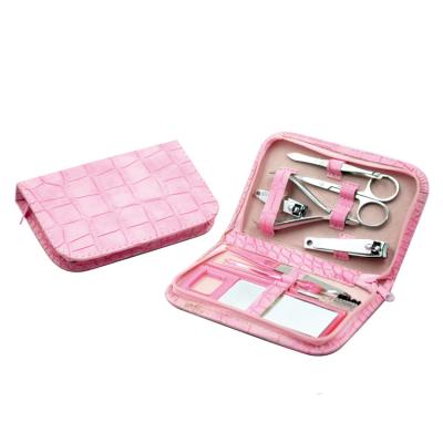 China Popular Pink Pellaq Croco Girls Manicure Set, Girl Manicure Pedicure Set for sale