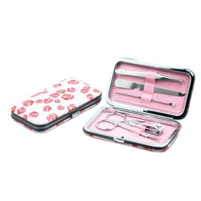 China Popular Design Rose Pattern Manicure Pedicure Set, Girls Manicure Fashion Kit for sale