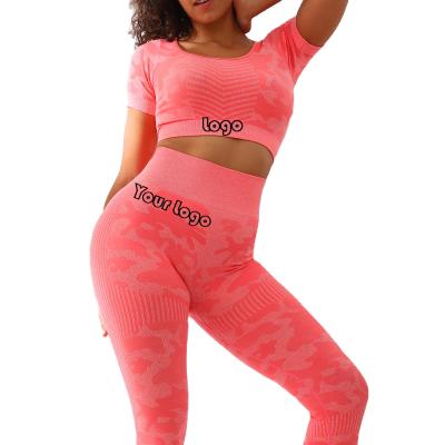 China 2022 Breathable Factory Direct Camouflage Sports Core Backless Breathable Nylon Yoga Sets Custom Size Active Wear for sale