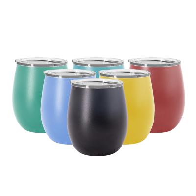 China Viable Egg Tumbler Shape Wine Double Wall Vacuum Insulated Mug With Lid 18/8 Grade Stainless Steel Pro Tumbler Set Wine Mugs for sale