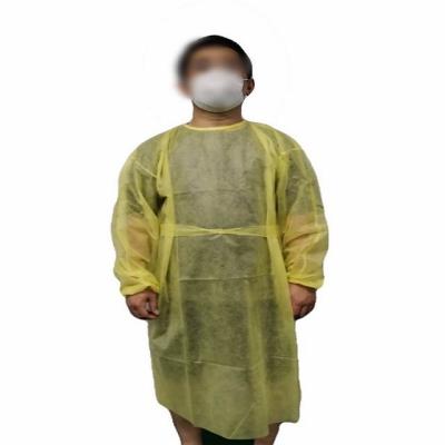 China Yellow PP+PE FILM Isolation Gown Non Sterilization Disposable Surgical Gown Medical Factory Cheap Price PP for sale