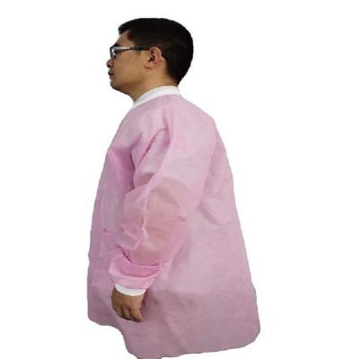 China Disposable PP+PE Good Quality Lab Coat Pink Lab Coat for sale