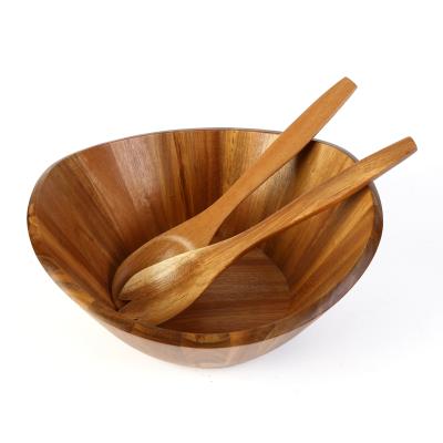 China Sustainable Indian Handmade 100% Natural Round Bamboo Wooden Salad Bowl Coconut Bowl With Spoon Bowl for sale