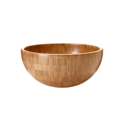 China Disposable Kitchen Mixing Bowl Bamboo Salad Bowl With Wooden Base With Long Handle Cake Baking Fruit Salad Bowl for sale