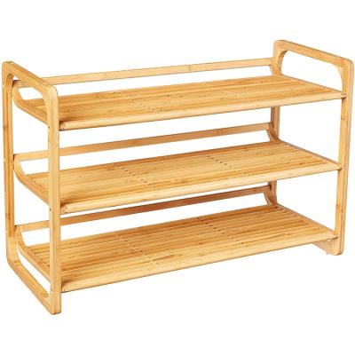 China Factory direct sale modern bamboo wooden shoe rack for home flower pots and planter for sale