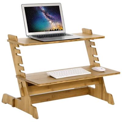 China LAPTOP DESK High Efficiency Natural Free Standing Bamboo Laptop Stand with Compact Storage Organizer for sale