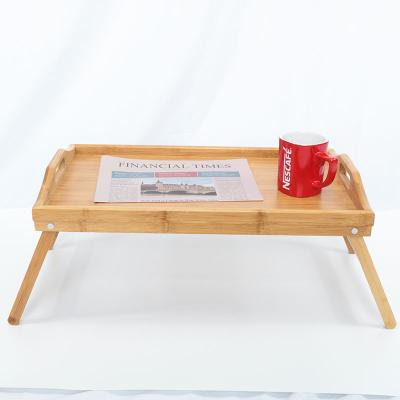 China Sustainable Good Quality Eco-friendly Foldable Laptop Bamboo Breakfast Bed Serving Tray Table With Folding Leg for sale