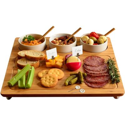 China Viable Professional Manufacturing Bamboo Cheese Board Charcuterie Platter Cutting Board For Party for sale