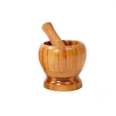 China Sustainable Original Ecology Large Bamboo Mortar and Pestle Bamboo Garlic Press for Kitchenware for sale