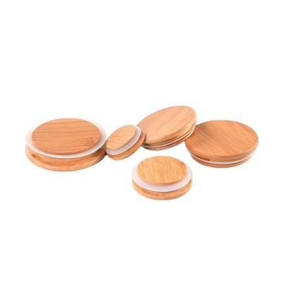 China Non Spill Natural Color Wholesale Decorative Bamboo Lids Covers Water Bottle Cup Glass Bamboo Lid for sale