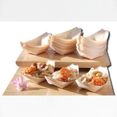 China 100% Sustainable Food Container Nature Wood Dish Boat Disposable Sushi Boat for sale