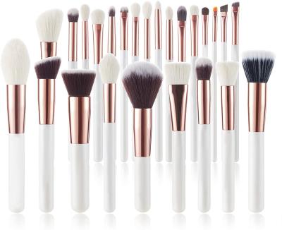 China Angular Blush 25Pcs High Quality White Vegan Makeup Brushes Private Label Set, Private Label Makeup Brush for sale