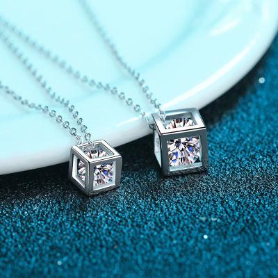 China Real Gold E-Co Classic Pendant 14K Fashion Design Friendly VVS Moissanite Cubic Pendant Necklace for sale