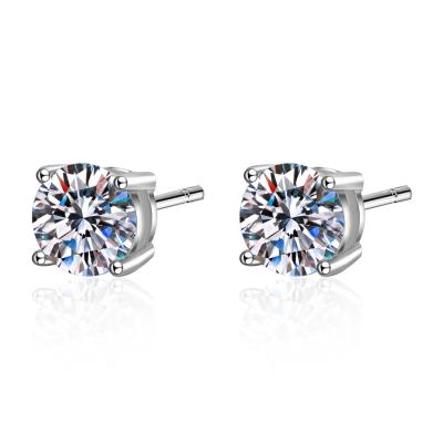 China E-Co Friendly Most Welcomed And Hot Selling Style 4 Claws 6.5mm 1CT Moissanite Earring 14K White for sale