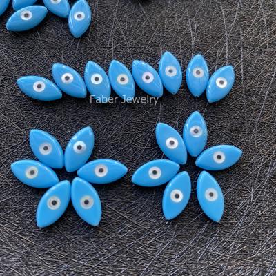 China Hot Sale Color Set Or Fire Turkish Style 7x14mm With Hole Marquise Blue Evil Eye For Jewelry Making for sale