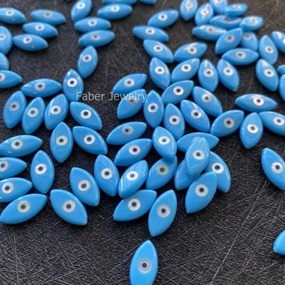 China Color Play Or Best Selling 2022 6x12mm Synthetic Fire Turquoise Marquis With Hole Evil Blue Eye for sale