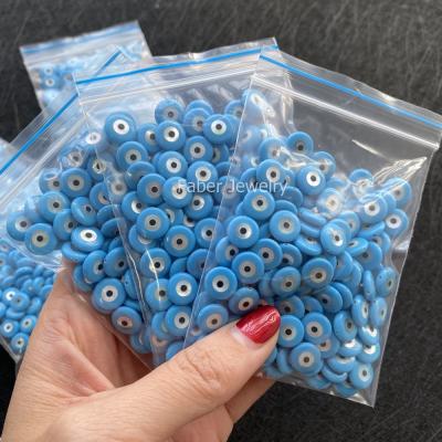 China Color Set or Fire Faber Jewelry Top Sale 10mm Synthetic Turquoise Blue Evil Eye With Hole Evil Eye For DIY Jewelry for sale