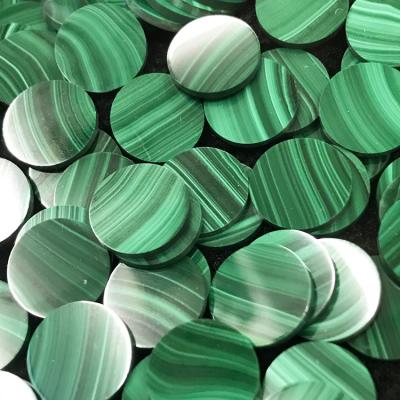 China Color Set or Fire Top Selling Excellent Quality Factory Direct Big 16mm-22mm Sizes Round Two Flat Malachite Pieces for sale