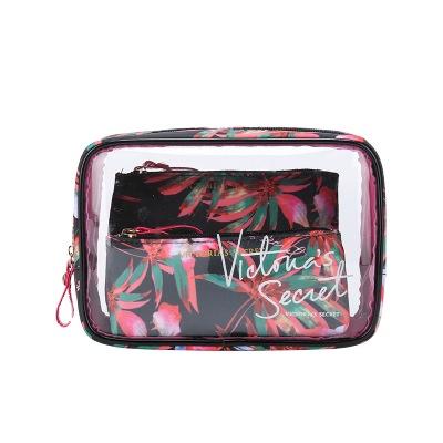 China Fashion Clear Large Capacity PVC Bag Travel Portable Durable Cosmetic Bag 3 in 1 Cosmetic Bag for sale