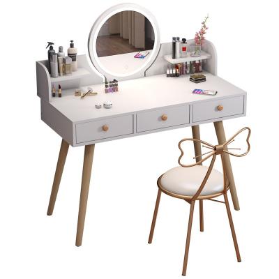 China With Factory OEM Simple Designs Led Dressing Table Modern MDF Framed LED Mirror Dressers Makeup Table for sale