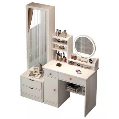 China Nordic Storage Factory Price Mirror Dressing Table For Bedroom Vanity Table Led Lightweight Makeup Mirror Dresser With Oversized Lockers for sale