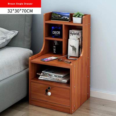 China Nightstand Wooden Living Room Furniture Storage Brown Bedside Table Style Easy Assembly for sale