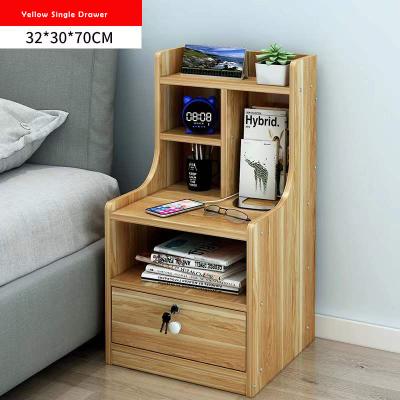 China Yellow Industrial Storage Nightstand End Table Side Table With Drawer And Storage Shelf Night Stand Wood Bedside Table For Bedroom for sale