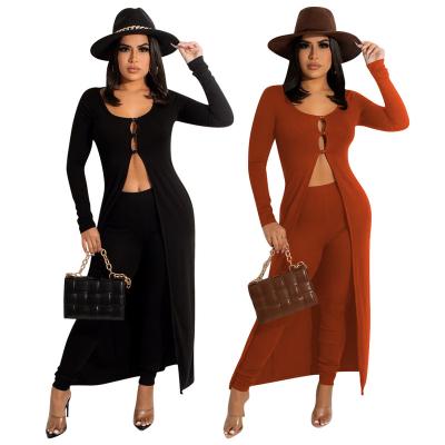 China Autumn Tracksuits Solid Color Long Sleeve Cardigan Coat Tops Slim Casual Women Clothing Sets Pants Two Piece Fashion for sale