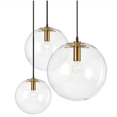 China Minimalist Simplified E27 Rose Gold Clear Bubble Globe Glass Ball Pendant Light for sale