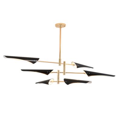 China Home/Hotel/Restaurant/Bar/Living Room/Store Pendant Light Hanging Lamp Fashion Metal Airplane Shape Gold Modern Adjustable Black Chandelier Ceiling Light for sale