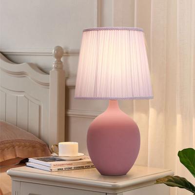 China Modern High Quality Home Living Room Office Light Fabric Fabric Bedside Table Ceramic Decoration Lamps for sale