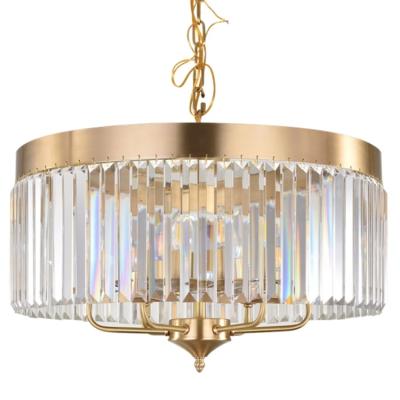 China Contemporary Vintage Odeon E14 Round Light 1 Tier Fringe Prism K9 Brass Clear Crystal Chandelier for sale