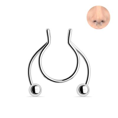 China Lead Free Nickel Free 8mm 316l Lead Free Punk Faux Septum Nose Ring Stainless Steel Surgical Steel Hypoallergenic U Nose Ring for sale