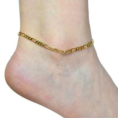 China 2022 Hot Selling Style 14k Nickel Free Lead Free Gold Plated 316L Stainless Steel Link Chain Anklet Simple O Shape Chain Anklets For Women Girl for sale