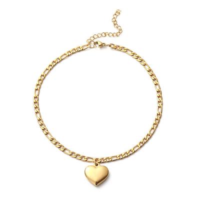 China New Simple Heart Nickel Free Lead Shape Stainless Steel 18K Gold Anklets Foot Jewelry Anklets Jewelry For Women for sale