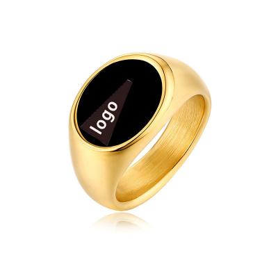 China Up-to-date sport hook wholesales hiphop ring black enamel ring 18k gold ring lead free nickel free stainless steel for sale