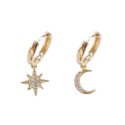 China Korea Cute Fashion New Arrival Jewelry Gold 316 Stainless Steel Tasty Moon and Star Drop Earrings Irregular Women 2022 for sale