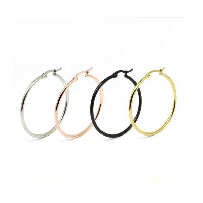 China TRENDY circle 50MM, 60MM, 70MM, 80MM, 90MM, 100MM single circle Latina earrings shape stainless steel circles gold plated jewelry women for sale