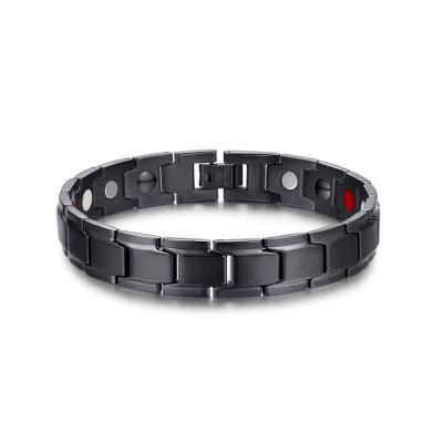 China 316L stainless steel health bracelet black gold germanium steel magnetic negative ion woman's punk bracelet for sale