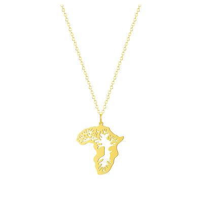 China FASHIONABLE High Quality Stainless Steel Africa Map Style Hip Hop Necklaces Gold Color Pendant Jewelry For Women Men for sale