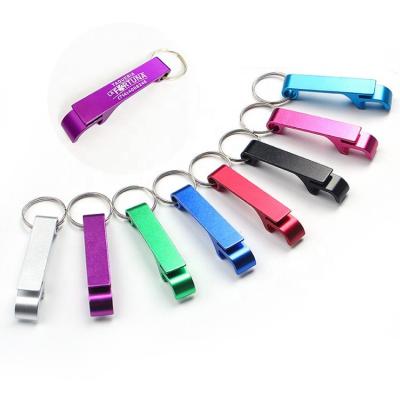 China Promotional Gifts Cheap Aluminum Chain Key Bottle Opener Laser Custom Logo for sale