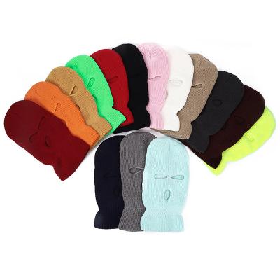 China 100% Custom Wholesale Custom Acrylic Winter Mens Womens Cheap Hat Cycling Balaclava Knitted Filter Full Face Cover 3 Holes Hat Ski Mask for sale