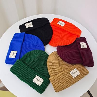 China Designer Custom Logo Woven Labels Warm Knitted Winter Hats Beanies Acrylic Outdoor Running Unisex Hats for sale